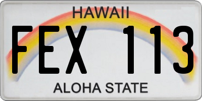 HI license plate FEX113