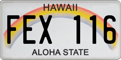 HI license plate FEX116