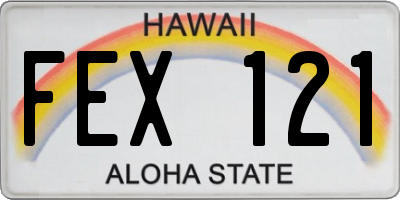 HI license plate FEX121