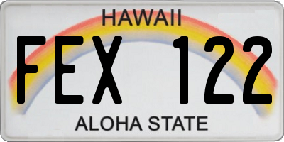 HI license plate FEX122