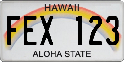 HI license plate FEX123