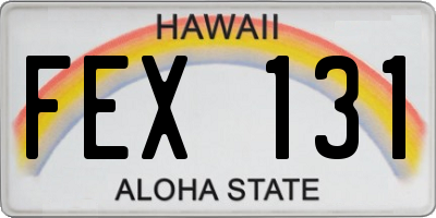 HI license plate FEX131