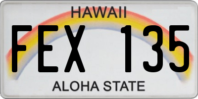 HI license plate FEX135