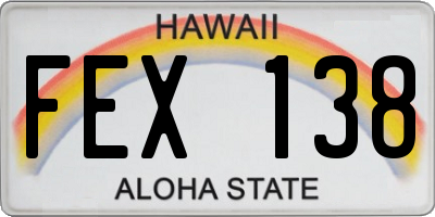 HI license plate FEX138