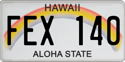 HI license plate FEX140