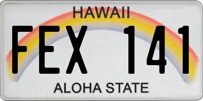 HI license plate FEX141