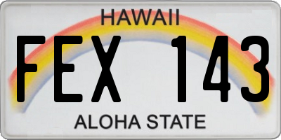 HI license plate FEX143