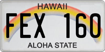 HI license plate FEX160