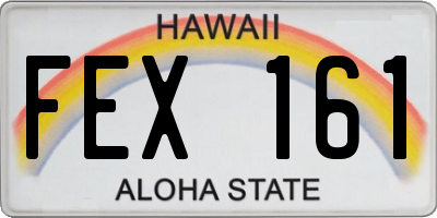 HI license plate FEX161