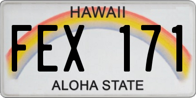 HI license plate FEX171