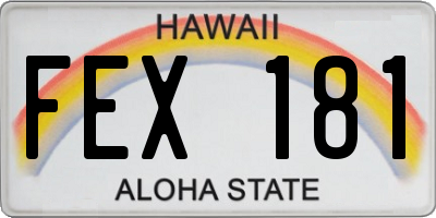 HI license plate FEX181