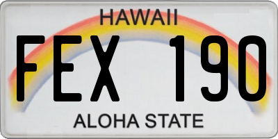 HI license plate FEX190