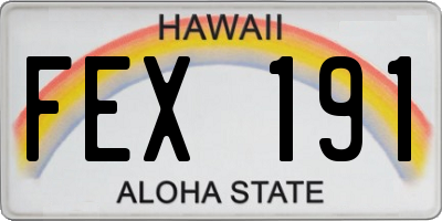 HI license plate FEX191