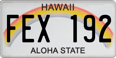 HI license plate FEX192