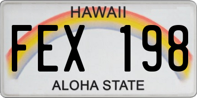 HI license plate FEX198