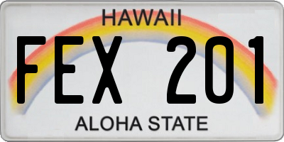 HI license plate FEX201