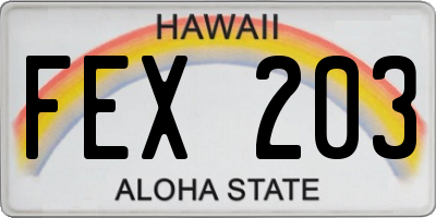 HI license plate FEX203