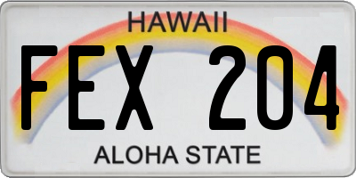 HI license plate FEX204