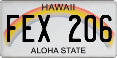 HI license plate FEX206