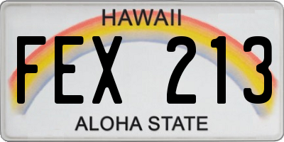 HI license plate FEX213
