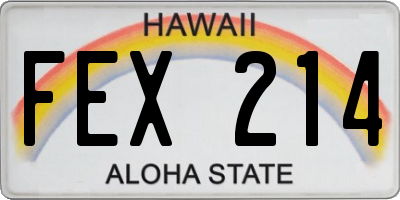 HI license plate FEX214