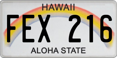 HI license plate FEX216