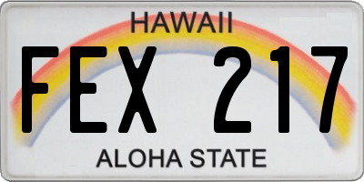 HI license plate FEX217