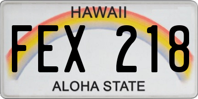 HI license plate FEX218