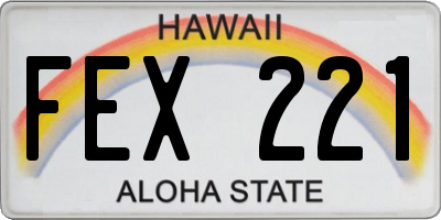 HI license plate FEX221