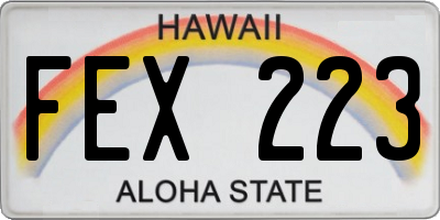 HI license plate FEX223