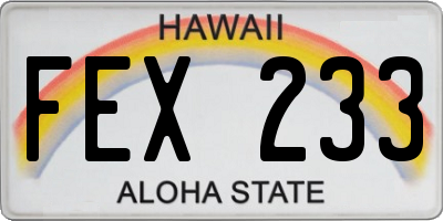 HI license plate FEX233
