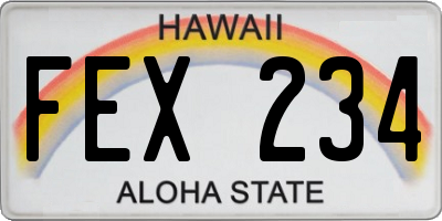 HI license plate FEX234