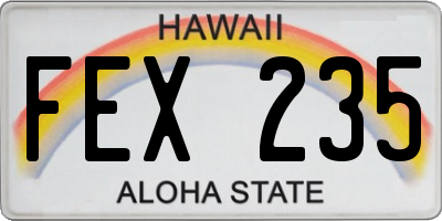 HI license plate FEX235