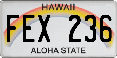 HI license plate FEX236