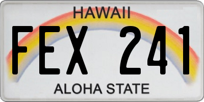 HI license plate FEX241