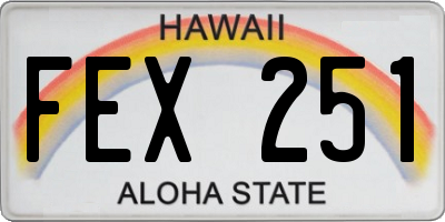 HI license plate FEX251