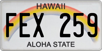 HI license plate FEX259