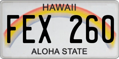HI license plate FEX260