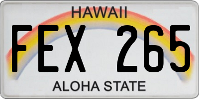 HI license plate FEX265