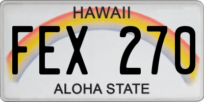 HI license plate FEX270