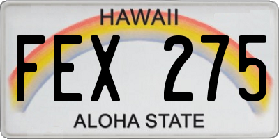 HI license plate FEX275
