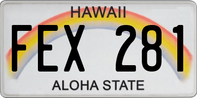 HI license plate FEX281