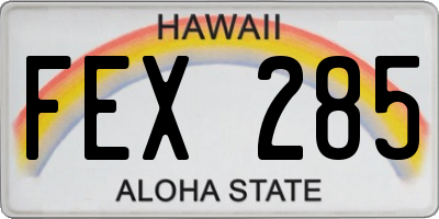 HI license plate FEX285