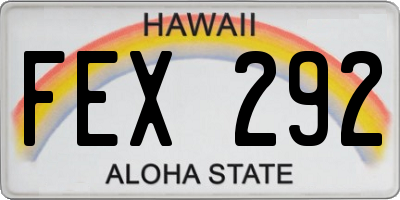 HI license plate FEX292