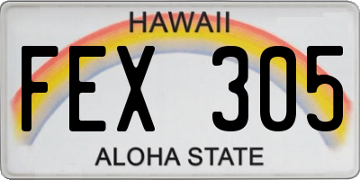 HI license plate FEX305