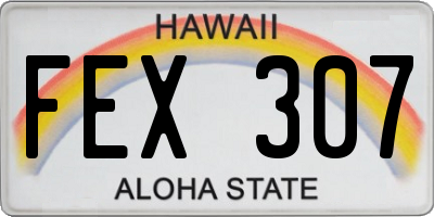 HI license plate FEX307