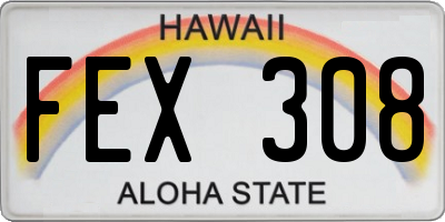 HI license plate FEX308