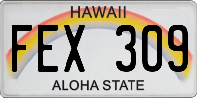 HI license plate FEX309