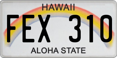 HI license plate FEX310