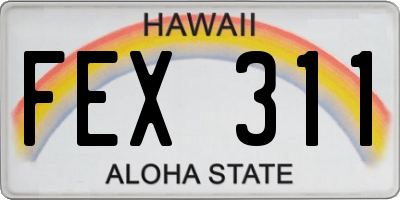 HI license plate FEX311